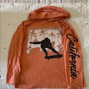Old Navy 10/12 Orange California Hoodie with Skater Graphic